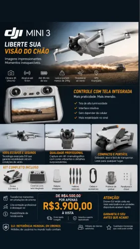 DRONE DJI MINI 3 4K + CONTROLE DJI RC