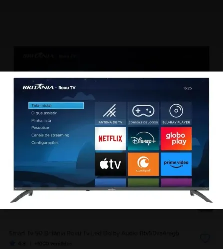 Smart Tv 50 Britânia Roku Tv Led Dolby Audio