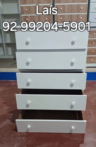Cômoda branca 5 gavetas 