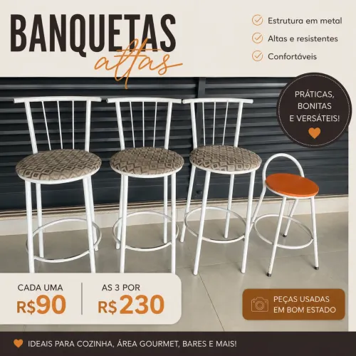 Banquetas altas em metal
