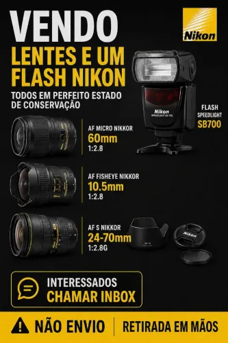 ? VENDO LENTES E FLASH NIKON - TUDO EM PERFEITO ESTADO!