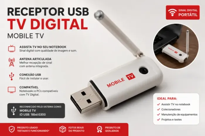 Receptor USB Mobile TV Digital para Notebook com Antena Articulada