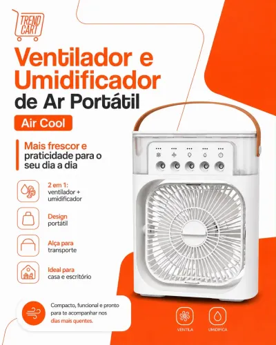 Ventilador e Umidificador de Ar Portátil Air Cool