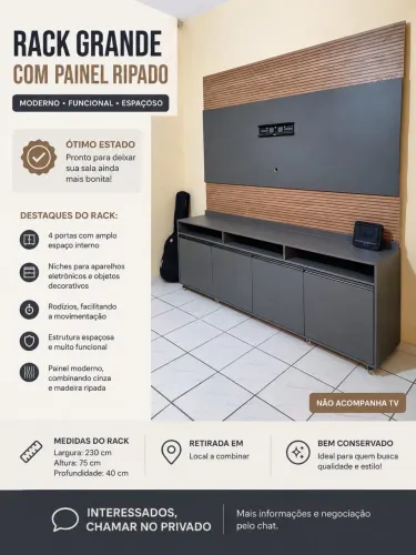Rack de sala com painel