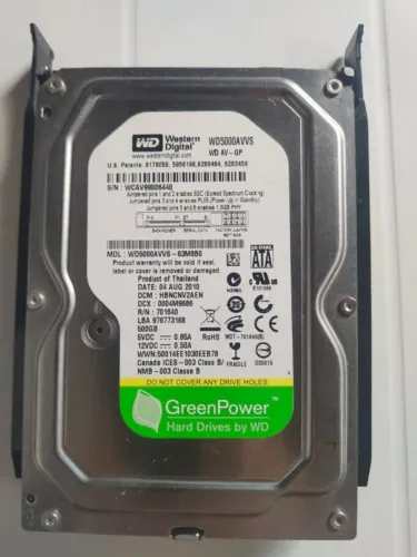 HD WD GreenPower 500GB SATA 3.5 (WD5000AVVS) 60 reais