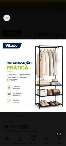 Armario para roupas tipo arara novo