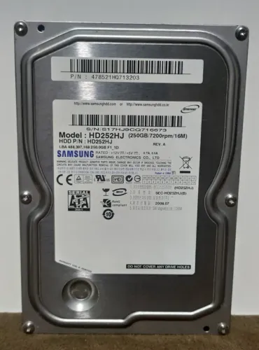 Hdd 250GB 3,5" Sata SAMSUNG HD252HJ Pc Desktop Computador - Hd Usado Funcionando Perfeitam