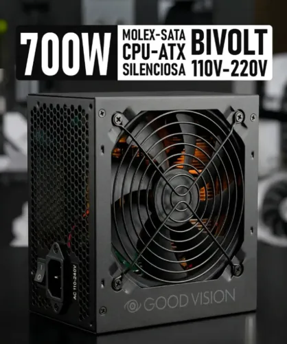 Fonte Atx 700w Bivolt Automática 110v/220v Cooler 12cm - NOVO