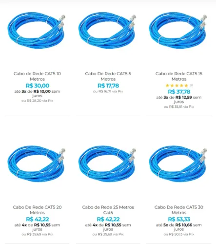 Cabo de Rede para Internet Até 1000Mbps - Até 50 Metros de Comprimento!