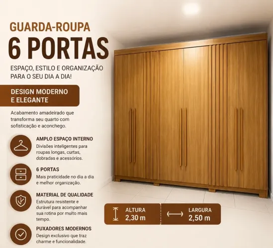 Guarda roupa 6 portas