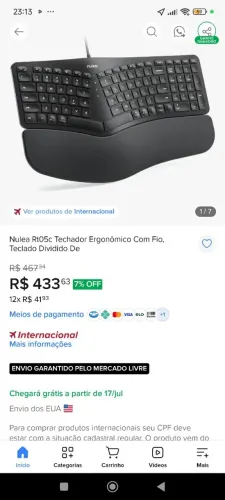 Teclado ergonômico nulea rto5c