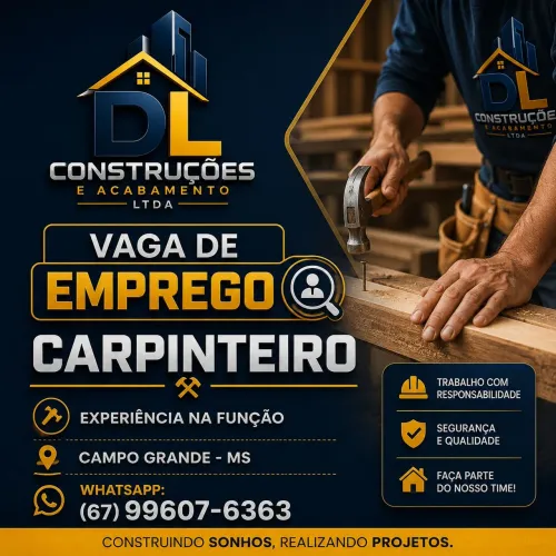 VAGA DE EMPREGO; Carpinteiro <br>CARPINTEIRO