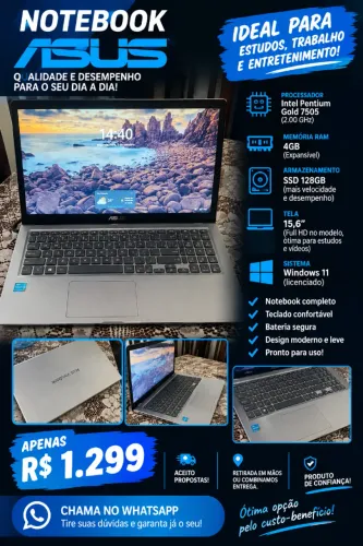 ? NOTEBOOK ASUS VIVOBOOK À VENDA! ? Em ótimo estado e funcionando perfeitamente! ? Int