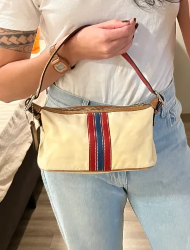BOLSA COACH BAGUETE DETALHES EM COURO LEGÍTIMO AUTÊNTICA 