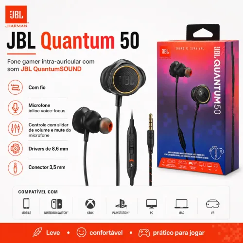 Fone gamer intra-auricular JBL