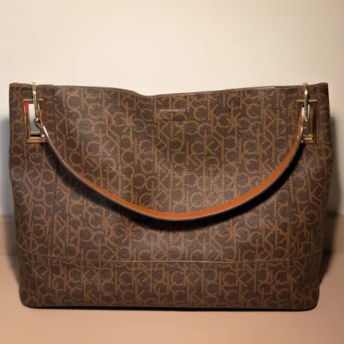 Bolsa Calvin Klein Original Importada Marrom Monograma CK Vintage