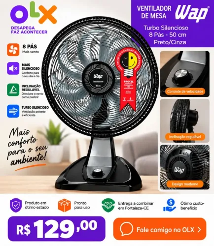VENTILADOR DE MESA WAP TURBO SILENCIOSO - 50cm
