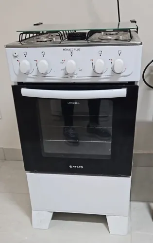 Fogão 4 Bocas Atlas Mônaco Plus Branco Mesa Inox Automático (Usado)