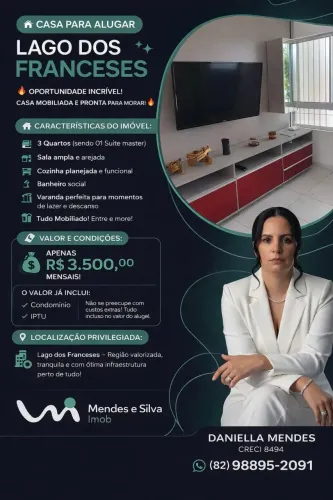 Casa para locação no LAGOS DO FRANCÊS, BOM PARTO, Maceió, AL