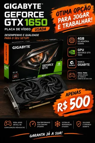 Placa de Video Gigabyte GTX1650 4Gb de RAM