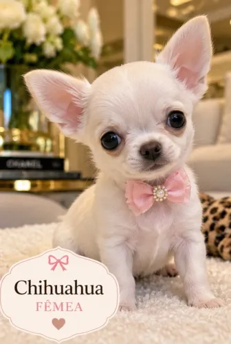 Chihuahua fêmea branca pelo curto