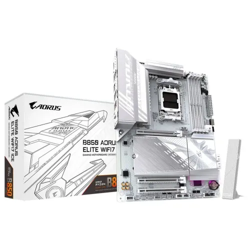 Placa Mãe Gigabyte B850 AORUS ELITE WIFI7 ICE, AMD AM5, ATX, DDR5, RGB, Wi-Fi 7