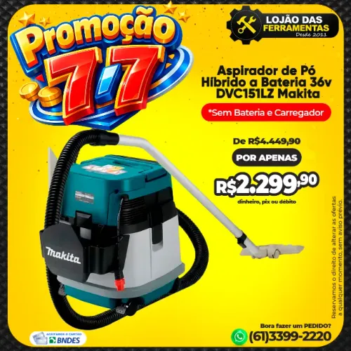Aspirador de Pó Híbrido a Bateria 36v DVC151LZ Makita