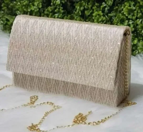 Bolsa de festa dourada renda casamento formatura balada alça corrente