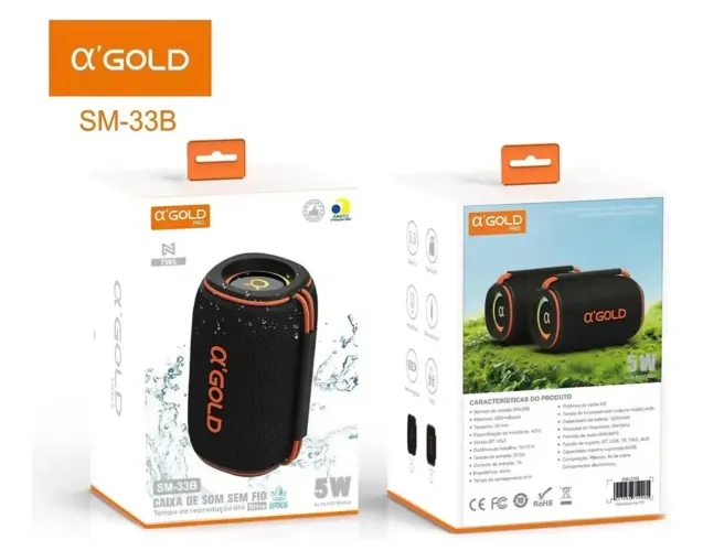 CAIXA DE SOM SEM FIO GOLD SM-33 NOVA NA CAIXA SEM USO