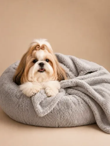 Cama Pet Caminha Redonda Nuvem Pelúcia Cachorro Gato 50 X 50 Cor Cinza