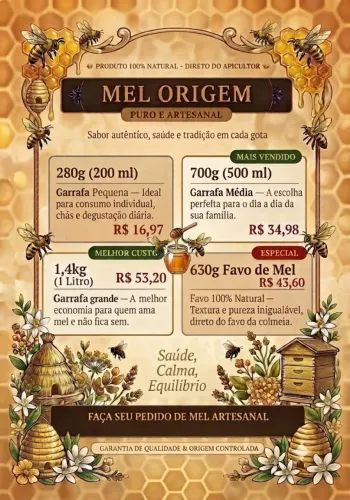 Mel de abelha: puro e artesanal