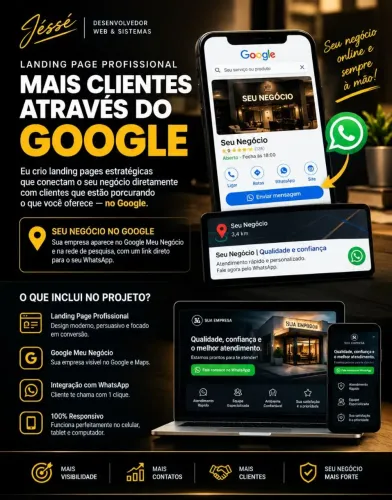 Tenha seu Site Profissional e apareça no Google (WhatsApp Direto)