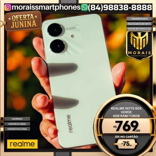 Realme Note 60x - Verde - 128GB | 4GB RAM - LACRADISSIMO | ENTREGA IMEDIATA |