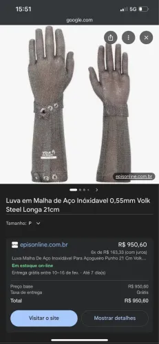 Luva açougueiro manga comprida