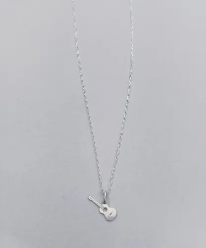 Corrente masculina 70cm com pingente violão Prata 925 legítima
