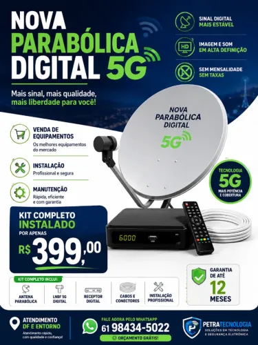 Kit nova parabólica Digital 5G Novo Instalado