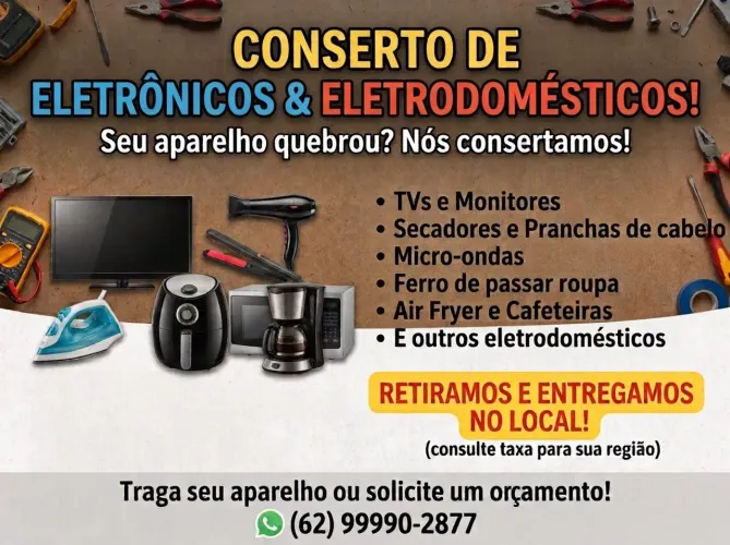 Conserto de Air Fryer, TV, Micro-ondas e Eletrodomésticos