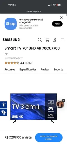 TV 70 4K SANSUNG HDR XBOX INTEGRADO NA LOJA 7000 QUERO 4800 PEGO TV MENOR E VOLTA