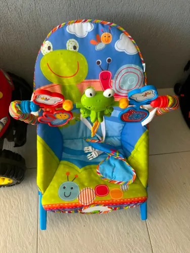 Cadeira Balanço Elétrica Bebê Cinza Com Vibração 2 Posições Cor Azul
