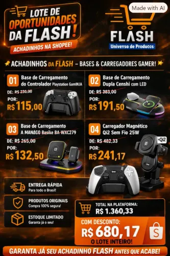 Achadinhos da Flash - Bases & Carregadores Gamer