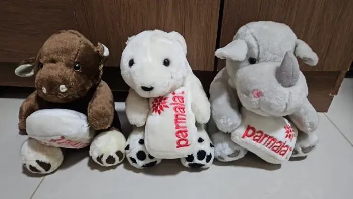 Pelúcias colecionáveis Parmalat anos 90