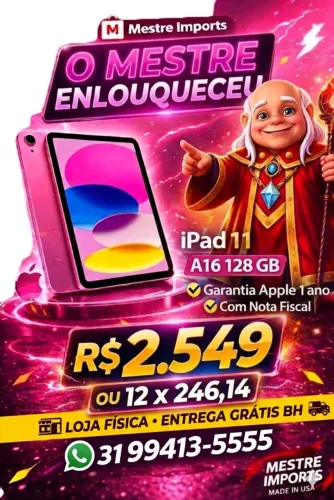iPad 11 128gb . Garantia Apple 1ano . Melhor preço de BH!!!
