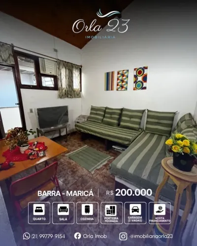 BARRA, ORLA 23 IMOBILIÁRIA VENDE! EXCELENTE APARTAMENTO COM ÓTIMA LOCALIZAÇÃO EM MARICÁ. 