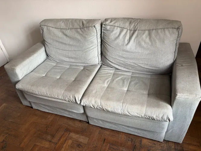 Sofá 3 Lugares Retrátil Berna Linho Cinza 180 cm