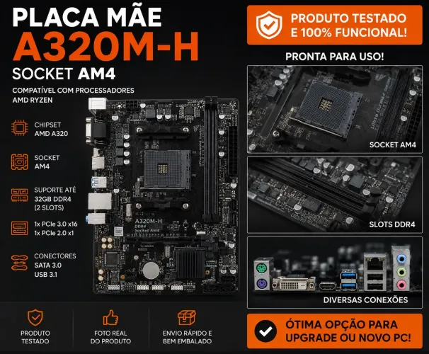 PLACA MÃE GIGABYTE A320M-H AM4 