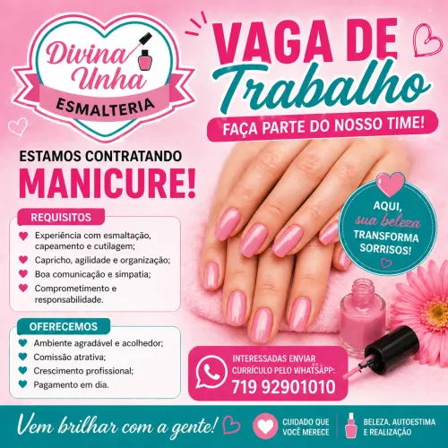 Vaga de trabalho para salão