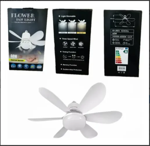 Lâmpada Led Com Ventilador De Teto Bivolt Controle 60w E27