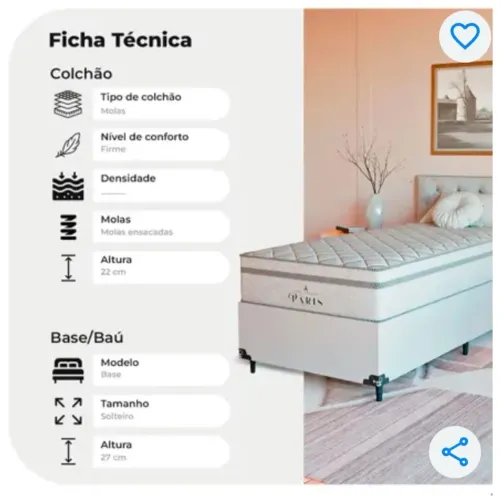 Cama Box Soltefro + Colchão Paris Molas Ensacadas Branco