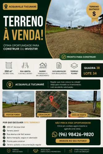 Terreno Quitado ? Acquaville Tucunaré 1
