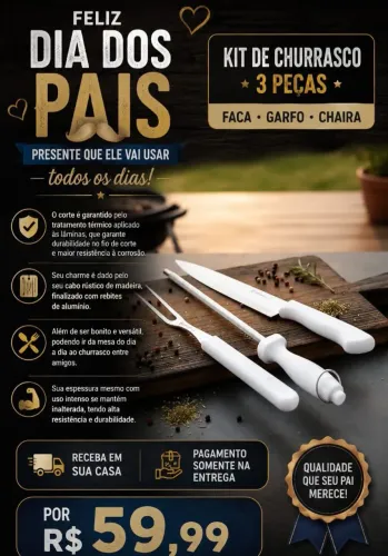 Kit de utensílios para churrasco